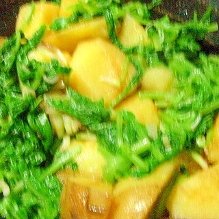 大根葉とジャガイモのピリ辛煮